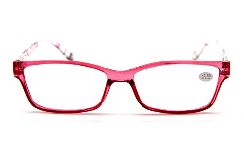 Women's Specs Rectangular Small Flowers Prints Spring Hinges Reading Glasses Reader4