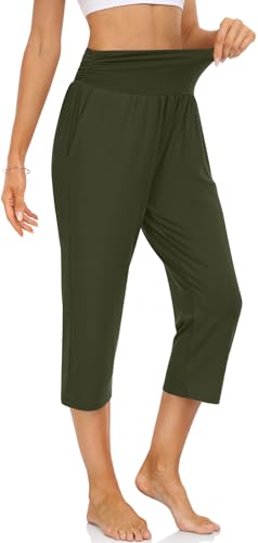 Image of UEU Women's Yoga Capri Pants Loose Soft Drawstring Workout Sweatpants