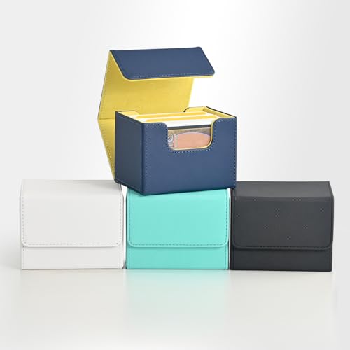 Image of ZLCA Card Deck Box for Trading Cards, MTG Commander Deck Box Holds 120+ Single Sleeved Cards, Leather Magnetic Card Storage Case Fits for TCG CCG (Turquois& Pink)