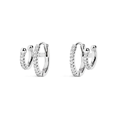 SINGULARU - Boucles d'oreilles anneaux Ear Cuff Spark argent - Boucles d'oreilles en argent Sterling 925 avec finition plaqué - Boucles d'oreilles fermoir anneau - Bijoux pour Femme Cover