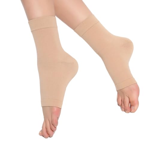 1 par de calcetines de compresión para mujeres, calcetines de tobillo chino de color de piel para deportes, alivio del dolor de fascitis plantar, M