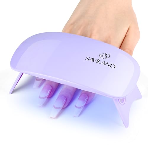 SAVILAND Gel U V Nail Lamp for Gel Polish: 12W Mini Portable LED Light Fast Curing 2 Timers Flash Cure Lamp USB Interface Folding Design Personal Manicure Home Travel Use U V Light Purple