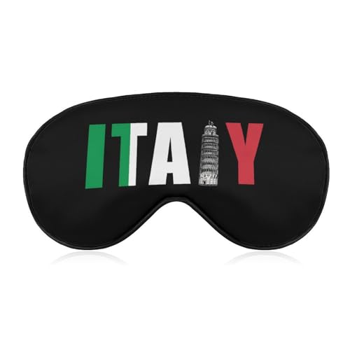Italy Flag Italia Pisa Leaning Tower Sleep Mask Eye Shade Cover Adjustable Strap for Travel Lunch Break Women Men