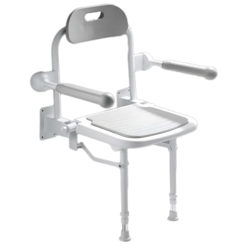 Siège de douche pliant mural en aluminium avec barre d'appui