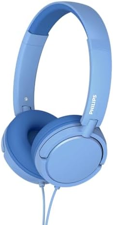 Philips K2019 Fones de ouvido com fio para escola, fones de ouvido infantis com cabo, durável e dobrável, seguro com volume limitado, ultra leve, microfone embutido, fone de ouvido para meninas e