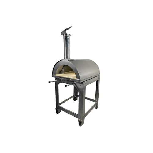 Forno A Legna Da Esterno, Per Pizza Pane - Alfonso 4 Pizze Full Optional Con Carrello In Acciaio Inox - Camera Di Cottura In Mattoni Refrattari, Pirometro 500 Gradi, Chiusura Bocca Forno