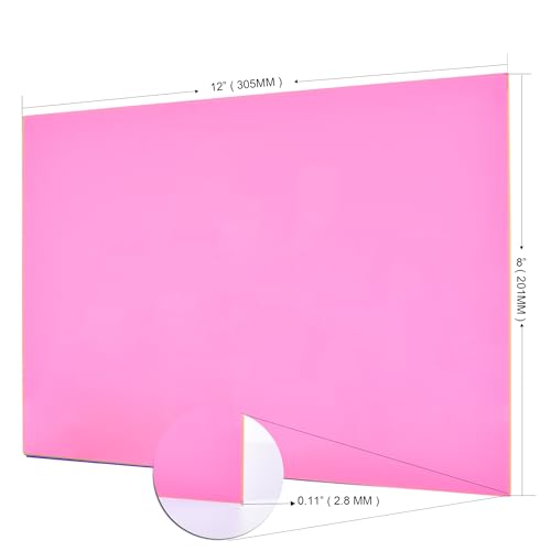 Image of 6 PCS Transparent Pink Cast Acrylic Sheets 8 inch x 12 inch x 0.118 inch, Plexiglass Plastic Sheet for Laser Cutting, Engraving Signs, DIY Projects.