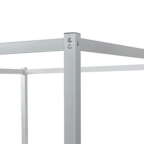 Majnesvon Queen Size Metal Canopy Bed Frame With Built-In Headboard 4-Poster Canopied Modern Platform,Sturdy Slats/No Box Spring Needed/Easy Assembly (Sliver) #TOP6