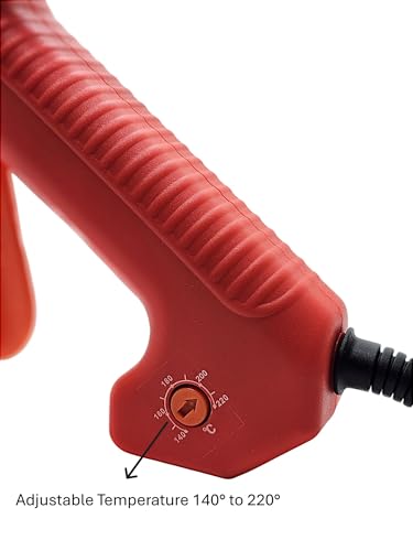 Image of Mario 300W Heavy Duty Glue Gun - Long Use, Nozzle Guard, Temp control+ 5 Crystal Clear Glue Sticks - Red (ME-3000)
