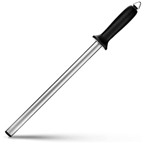 ARCCI Diamond Knife Sharpening Steel Rod 12 Inch, Professional Kitchen Diamond Knife Blade Sharpener Rod Stick, Knife Honer Steel for Honing Knife Blades, Chef Knives and Shears Cover