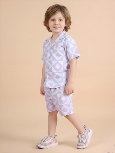 Image of POLKA TOTS 100% Cotton Co-Ord Set for Boys | Half Sleeve Shirt & Shorts Beach Outfit for Kids | Ultra-soft & Breathable Summer Clothes for Toddler & Baby Boy | Casual Dress & Printed Nightwear Set