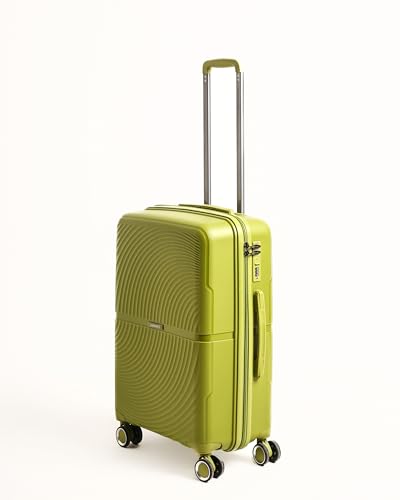 Image of Florence Medium Trolley Bag 63 cm | Polypropylene Hard Luggage Suitcase | Lightweight Travel Bag | 360 Smooth Wheels | Anti-Theft Zippers | Durable Hardside Design | Green