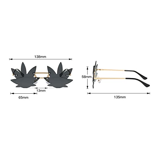 Vintage Punk Sunglasses Men Women 2020 Fashion Colorful Rimless Leaf-shaped Sun Glasses (black)2