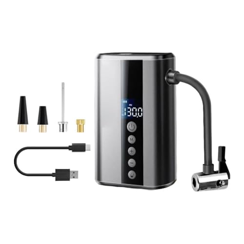 Moliuoly Válvula de neumático eléctrica portátil de 130 PSI, 2000 mAh, con pantalla LCD, luz LED para bicicleta, coche, motocicleta, para emergencias en carretera