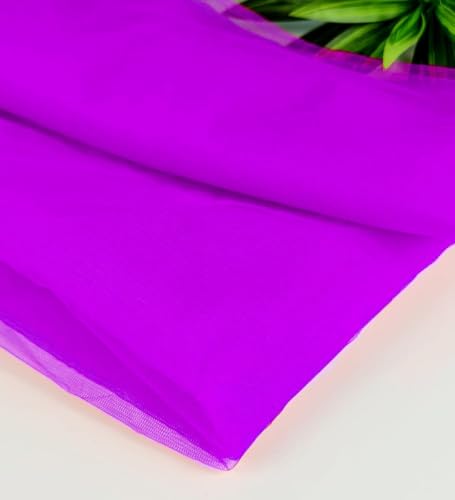 Image of SATYAM KRAFT 5 Meter Multipurpose Net Fabric Soft Cloth Roll | Wedding, Valentine & Party Decoration Items, Birthday, Anniversary | Stage, Tent, Backdrop, Mandap Festive, Event Decor Net (Purple)