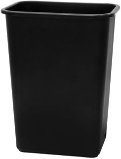United Solutions WB0060 Black Plastic 41 Quart Office Wastebastket-10.25 Gallon Trash Can in