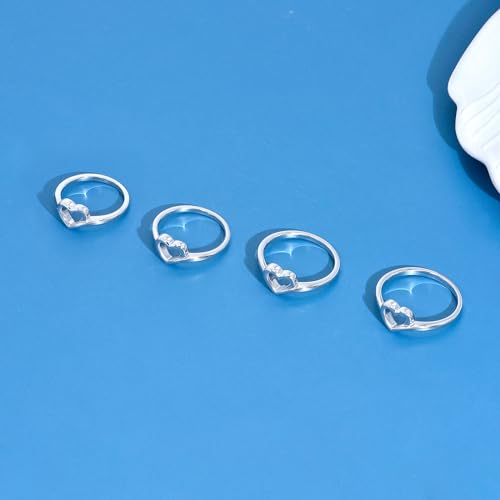 Jsgemslee Sterling Silver Heart Ring For Women Simple Cute Heart Rings Statement Wedding Band Stackable Promise Ring Size 7 thumb #6