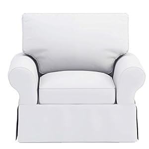 Heavy Cotton Chair Cover is Sofa Slipcover Replacement. It Fits Pottery Barn PB Basic Chair (39.5" Wide, Not Grand Chair!) or Armchair (Basic White Cotton) Heavy Cotton Chair Cover is Sofa Slipcover Replacement It Fits Pottery Barn PB Basic Chair 395 Wide Not Grand Chair or Armchair Basic White Cotton