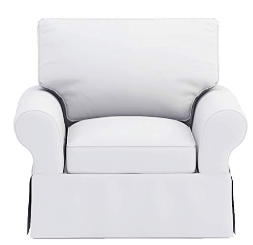 Heavy-Cotton-Chair-Cover-is-Sofa-Slipcover-Replacement-It-Fits-Pottery-Barn-PB-Basic-Chair-395-Wide-Not-Grand-Chair-or-Armchair-Basic-White-Cotton Heavy Cotton Chair Cover is Sofa Slipcover Replacement It Fits Pottery Barn PB Basic Chair 395 Wide Not Grand Chair or Armchair Basic White Cotton