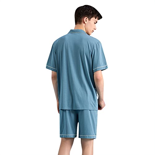 Qianxiu Mens Short Pajamas Set - Button Down Sleepwear Soft Lounge Pjs Mens Pajamas Set Cotton,100% Cotton with Pockets4