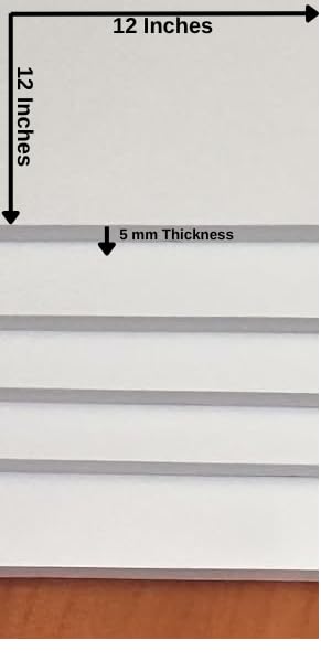Foam Board (Sun Board) 5mm Thickness, Size - 1Ft x 1Ft, (12 Inches x 12 Inches), Pack of 5 Pcs, Ideal for Arts,Crafts,DIY, Architect Work,Model Making, School Project, Coloring, Drawing, Painting 1