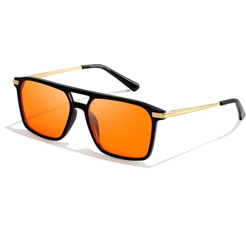 Image of LVIOE 99% Blue Light Glasses Sleep Glasses Orange Tinted Lens for Good Sleep Reduce Eyestrain Aviator Eyeglasses