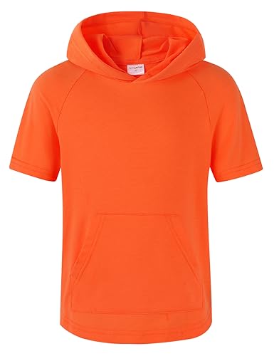 Image of Spring&Gege Boys Light Weight Short Sleeve Hoodie Casual Solid Pullover Hooded T-shirt with Pocket