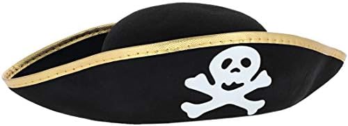 Blue Panda Tricorn Pirate Hat Black 
