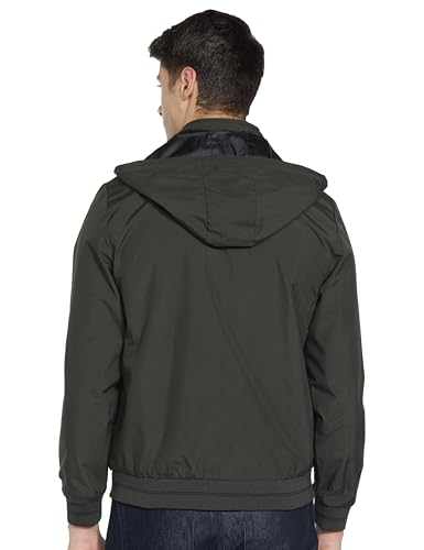 Image of Qube By Fort Collins Men's Polyester Standard Length Regular Fit Reversible Winter Jacket with Ribbed Cuffs & Hood - Warm, Stylish & Versatile