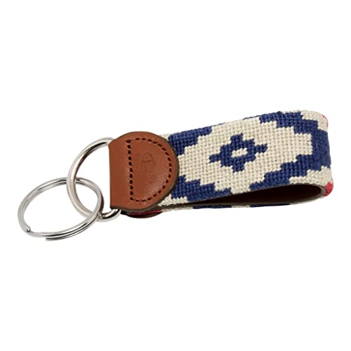 Image of Leather Hand-Stitched Needlepoint Key Fob or Key Chain
