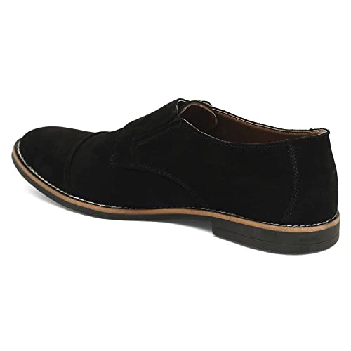 Image of LOUIS STITCH Men's Midnight Black Italian Suede Leather Loafers Casual Single Monk Penny Shoes for Men (Prague-SUSM) - 7 UK