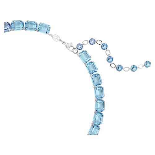 Swarovski Millenia Tennis Necklace, Octagon Cut, Color Gradient, Blue, Rhodium Finished3