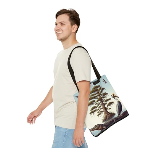 Premium Tote Bag with Reinforced Stitching - Alligator, Cypress Tree, Brown Pelican - Symbols of Louisiana3