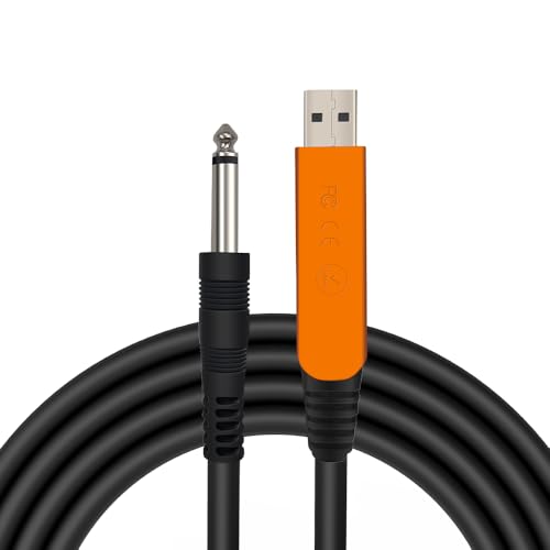 HixYaxi USB Guitar Cable for Instruments Recording 10FT USB-A to 6.35mm 1/4 TS Gold-Plated Cable...