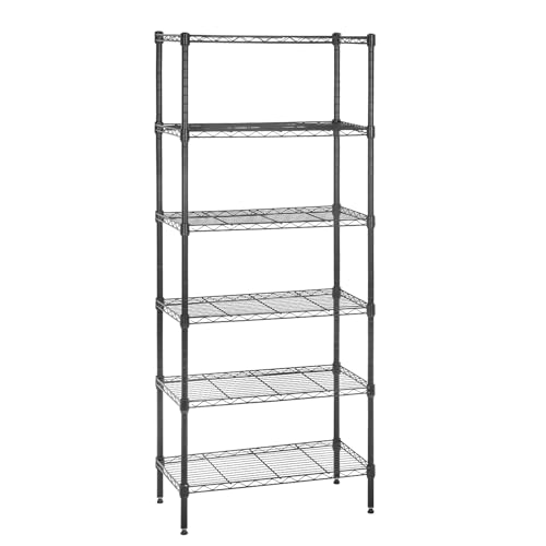 PayLessHere | 6-Tier Wire Shelf | 23"x13"x59" | Black | Adjustable Racks | Heavy-Duty Storage Shelves, Holds Upto 1500 lbs | Rust-Resistant, No-Tool Assembly | for Home, Garage Shelving
