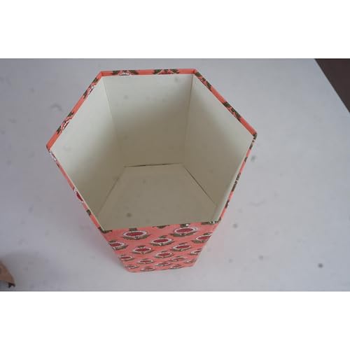 Image of Floral Hand Block Printed 3.3 Gallon Decorative Waste Basket - Eco-Friendly Cardboard Trash Can, Plastic-Free & Sustainable, Perfect for Christmas and Housewarming Gifts (1, FLOWAR RED)
