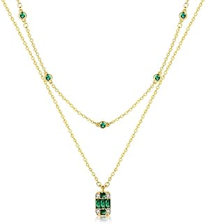 Mesovor Diamond Necklace for Women, Dainty Gold Necklace 18K Gold Plated Layered Necklaces | Tiny Square Teardrop Cross Pearl Pendant Necklace Jewelry Gifts for Girls
