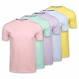 Xact Men’s T-Shirts 5 Pack – 100% Cotton Plain Crew Neck Tees, Regular Fit Short Sleeve Multipack (5-Pack - Pastel Sunshine) XXL