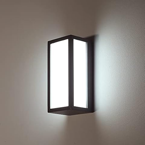 HLFVLITE LED Outside Wall Light, Aluminum Outdoor Wall Lamp Exterior Wall Sconce, IP54 Waterproof, 870LM 6400K Cold White, Anthracite Gray Cover