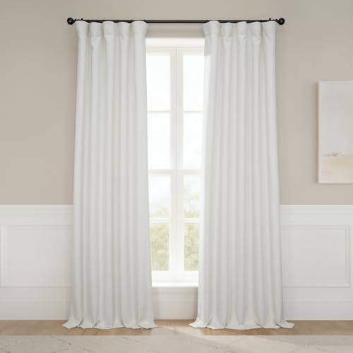 HPD Half Price Drapes - Faux Linen Curtains for Living Room (1 Panel) - 50W X 108L - Textured Room Darkening Curtains for Bedroom 108 Inches Long - Drapes for Home Decor, Birch