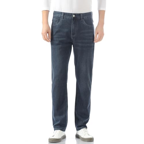 Men's Relaxed Fit Stretch Jeans - Straight Leg Comfort Denim