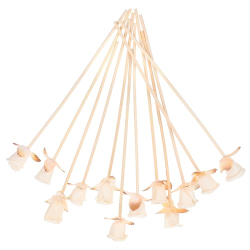 Housoutil Varitas Aromáticas de Madera Natural sin Fuego Difusor de Aroma para Interiores Set de 12 Unidades Forma de Flor para Aromaterapia y Decoración del Hogar