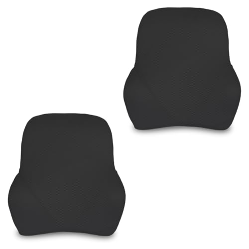 Image of Billebon Car Seat Back Support Cushion| Gel Infused Memory Foam Backrest Lumbar Support Cushion for Comfortable Long Drive & Back Pain Relief| Pack of 2| Black | Ergonomic Support | Travel Office