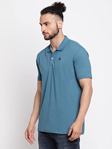 Image of Cantabil Men's Cotton Blend Solid Polo Neck T-Shirt (Regular Fit)
