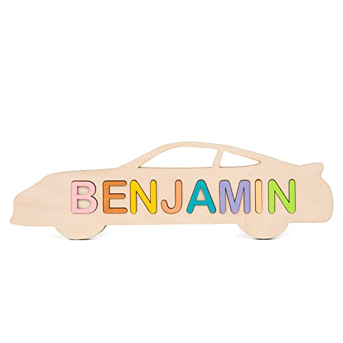 Rolaonly Namen Holzpuzzle Personalisiert 1-9 Briefe Auto Holz Spielzeug Früherziehungsspielzeug Steckpuzzle Geschenk Für Kinder Baby Geschenk 30*20cm Cover