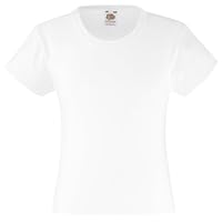 Fruit of the Loom Girl's Valueweight T Shirt, White, 5-6 Years UK