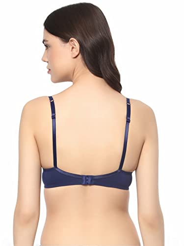 Image of SOIE Women's Solid Semi /Medium Coverage Padded Non-Wired Satin Panelled T-Shirt Bra