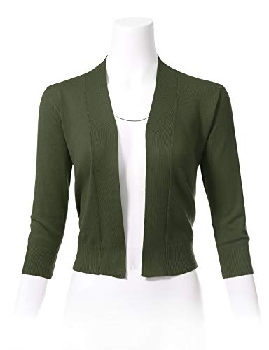 Image of Allsense Women's 3 /4 Sleeve Cropped Shrug Cardigan | Classic Bolero, Open-Front, Lightweight Soft Fine Knit Cover Up