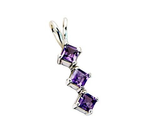 Pendentif coeur en améthyste violette d'Inde et argent pour femme