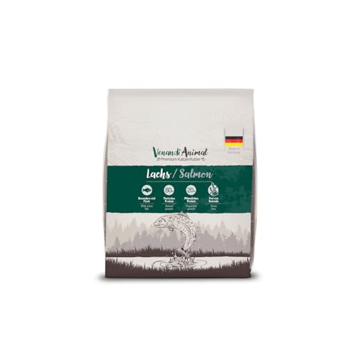 Venandi Animal – Premium Katzenfutter – Lachs, mit viel frischem Fisch, Trockenfutter, getreidefrei 1er Pack (1 x 300g)